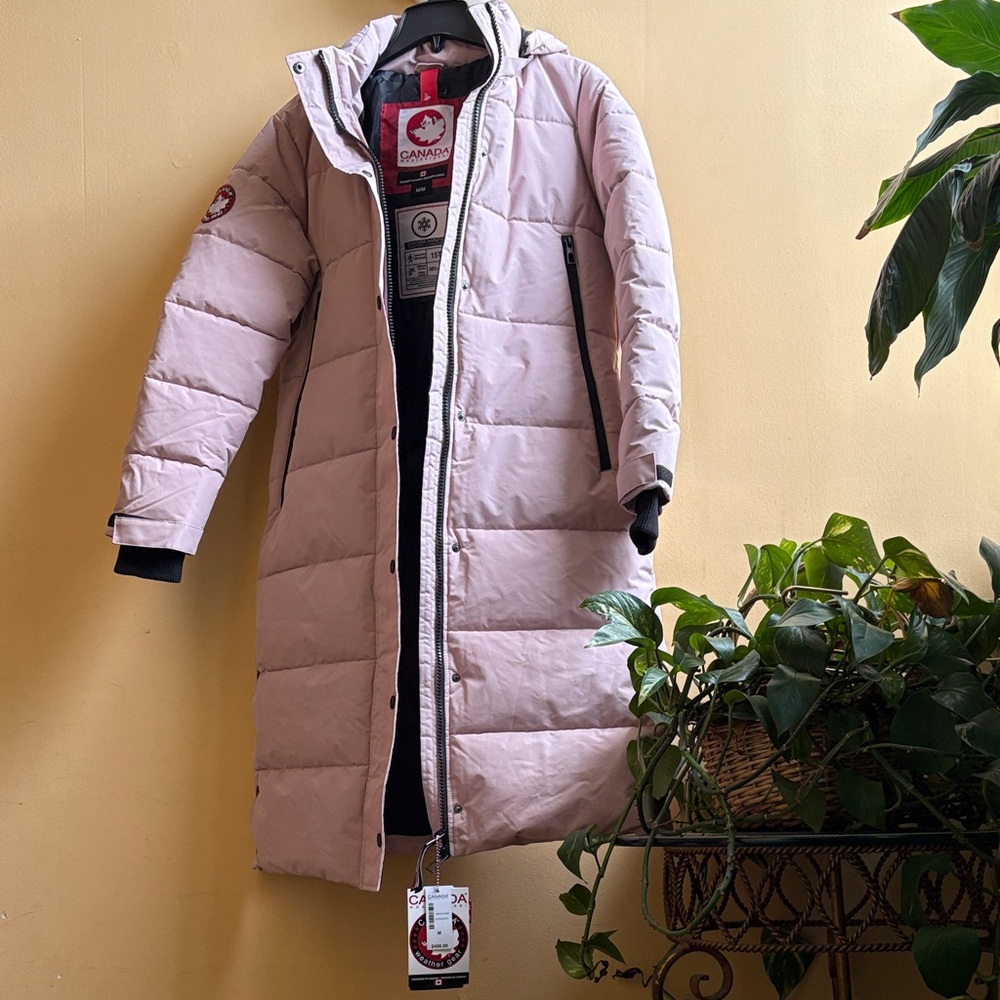 Canada weather gear Long Hooded Puffer Coat in Blush Pink - Picture 2 of 15